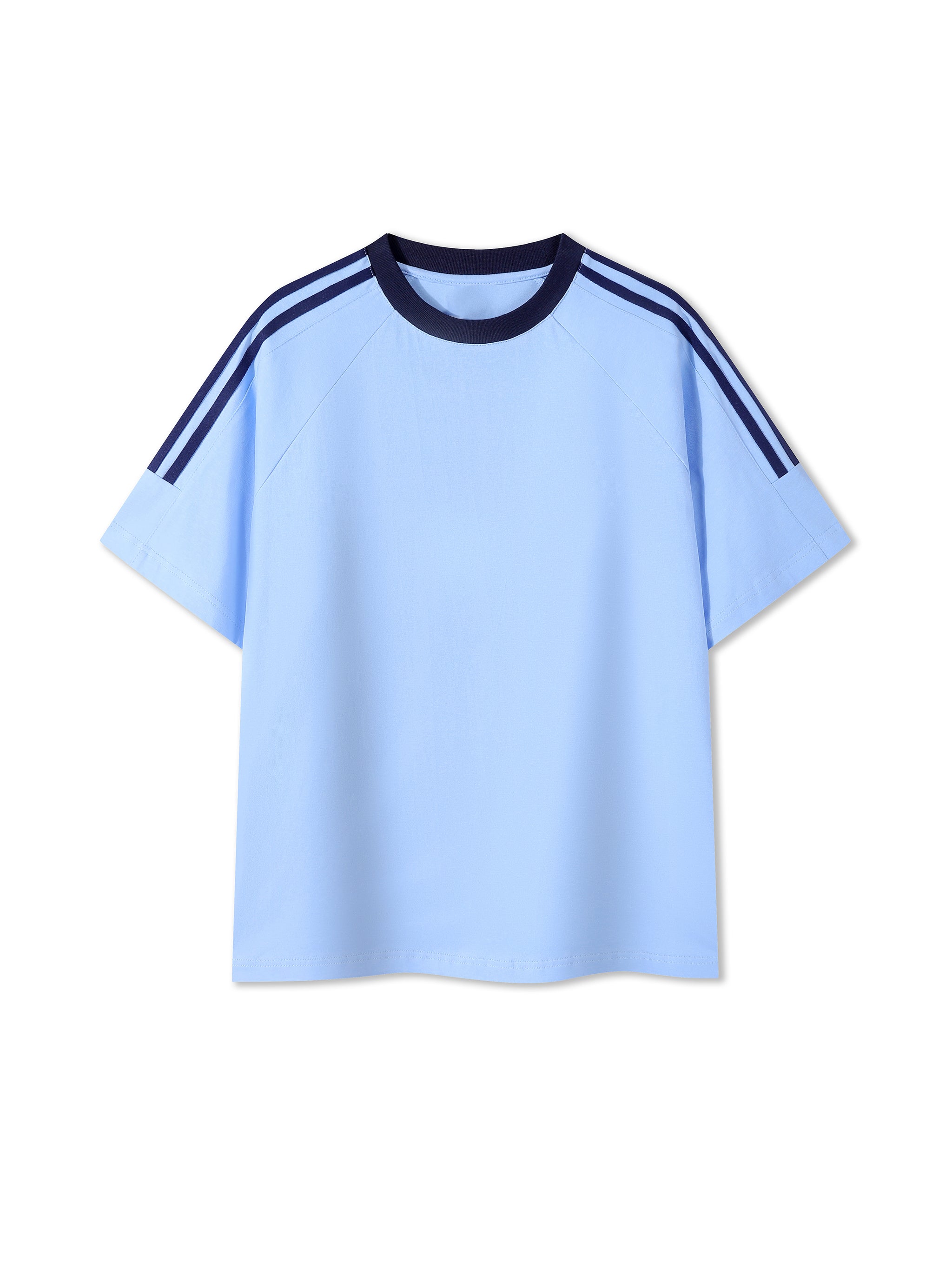 Contrast Tape Crewneck Cotton T-Shirt