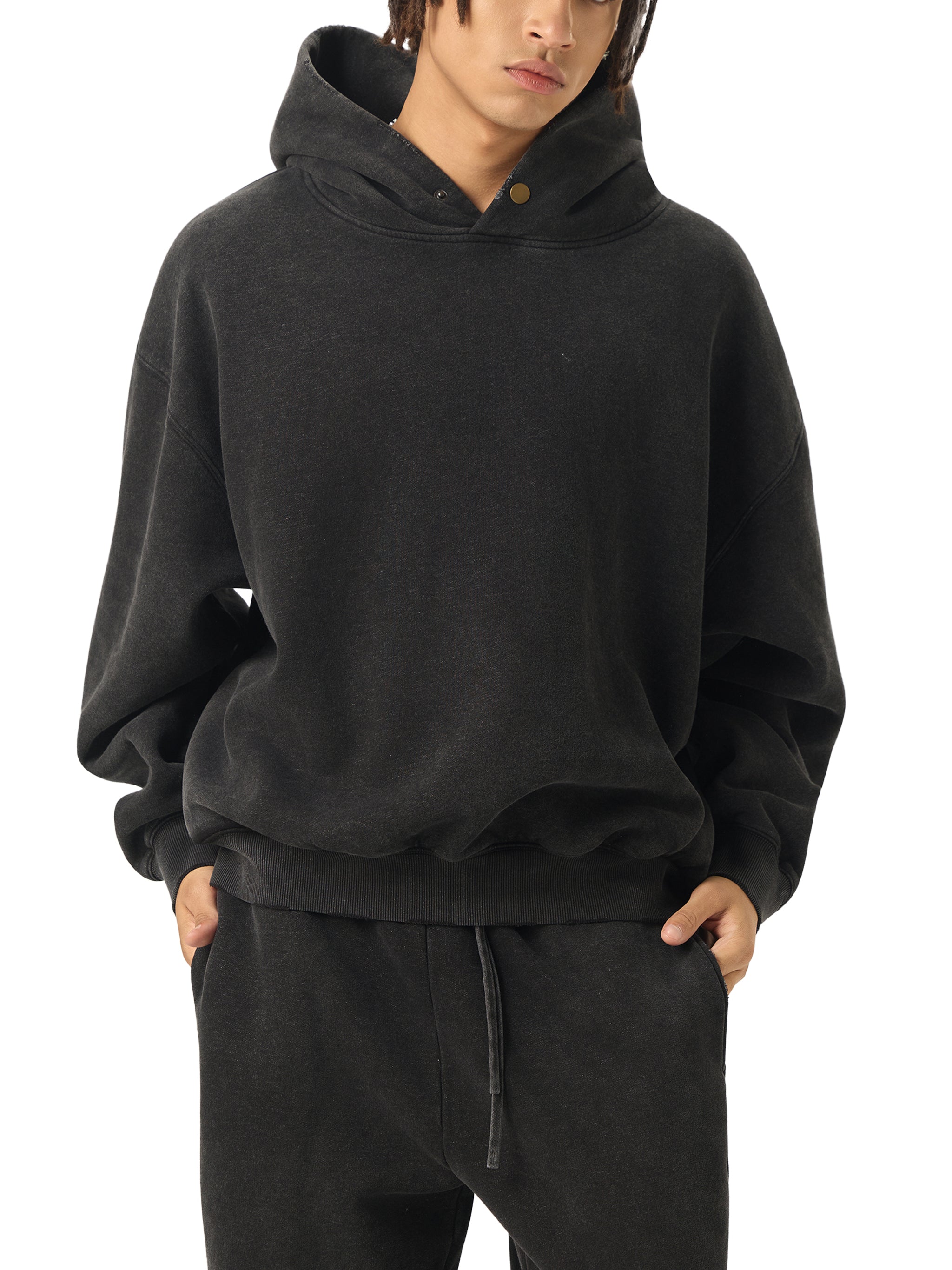 Frayed Enzyme Washed Fleece Hoodie