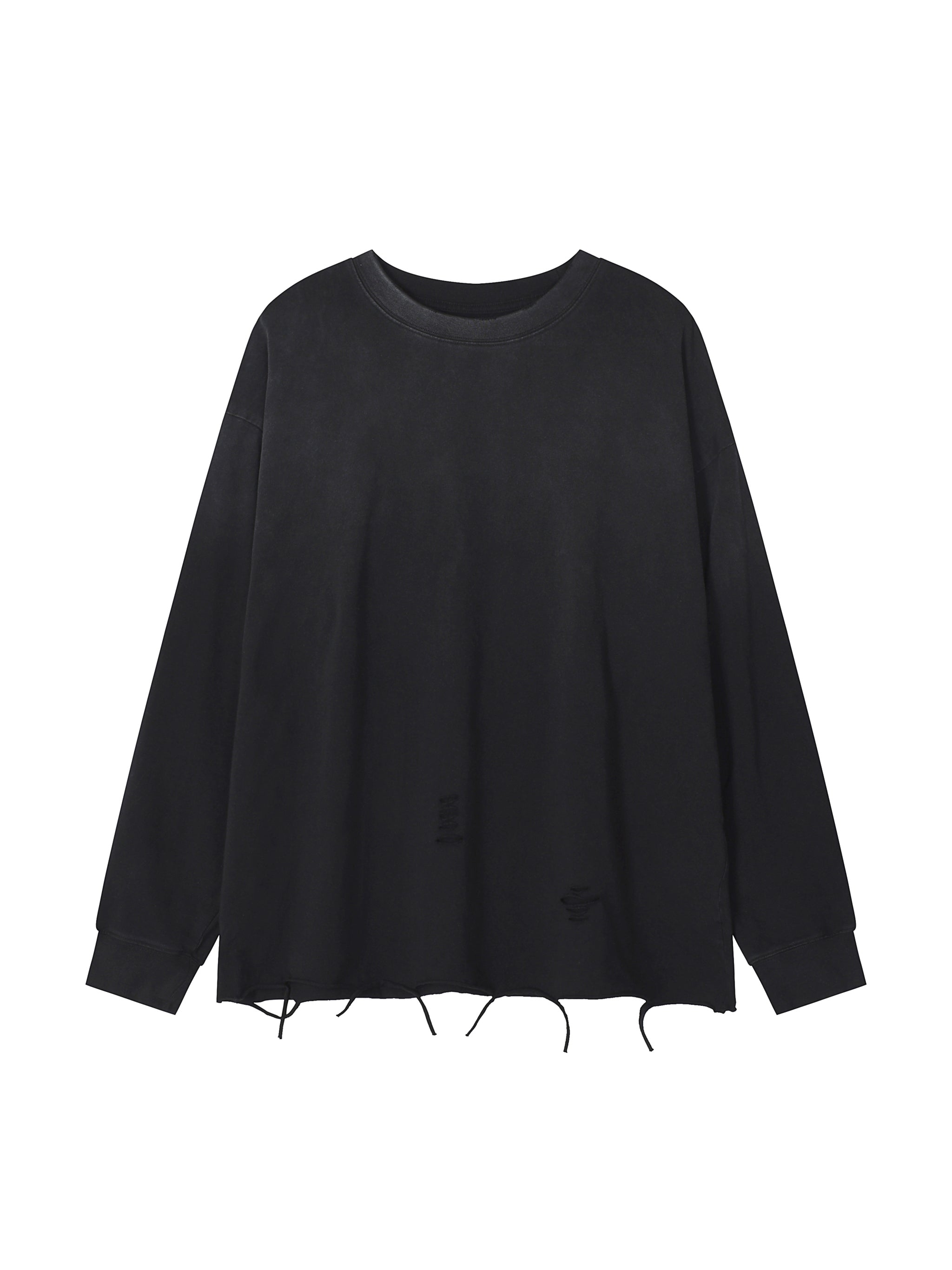 Snow Wash Raw Edge Cotton T-Shirt