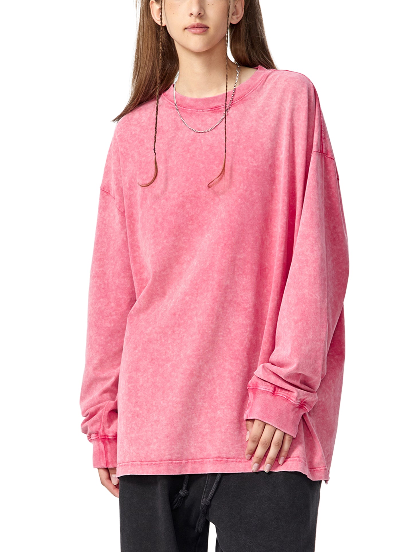 Snow Washed Oversize Long Sleeve T-shirt