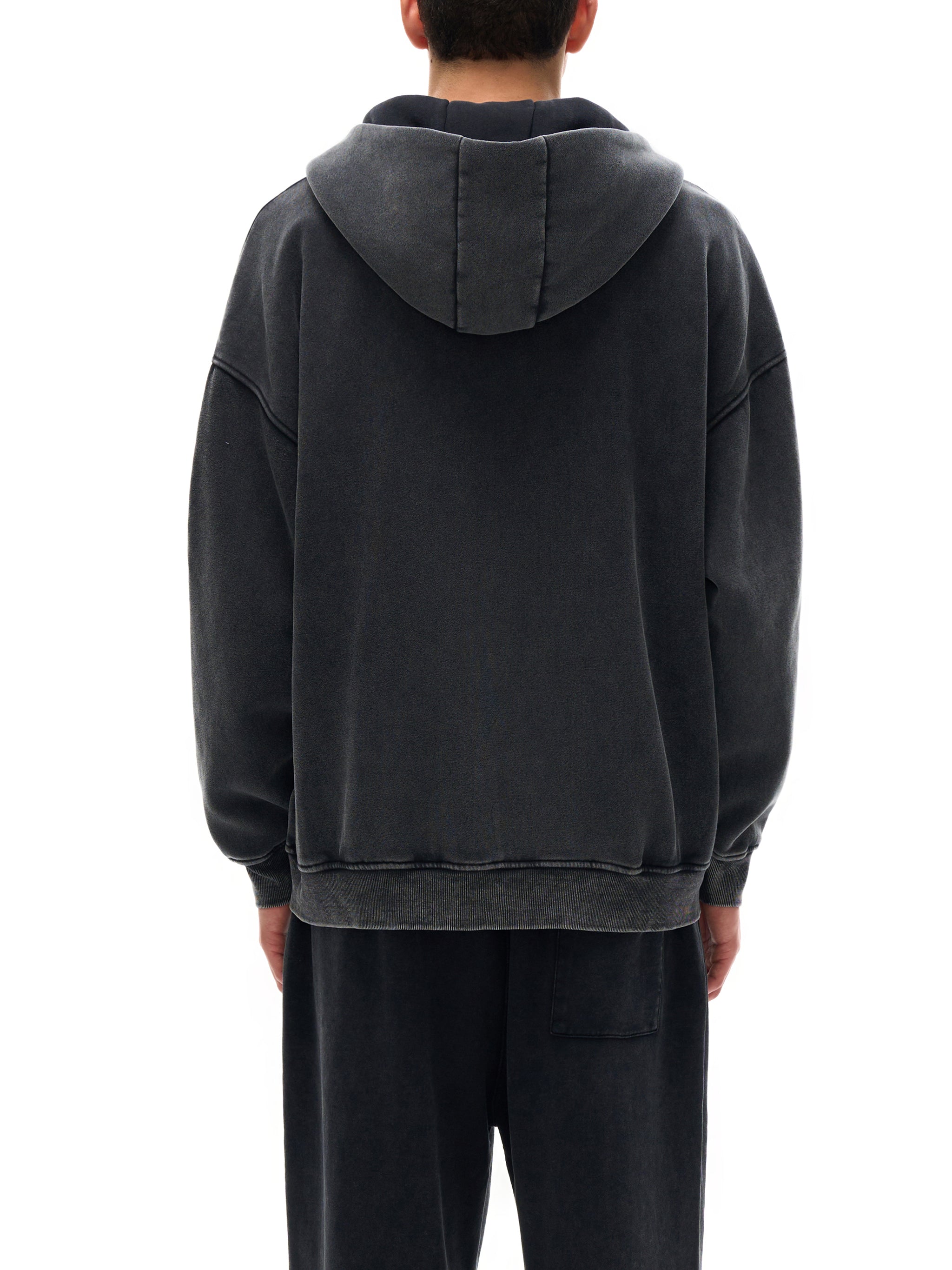 Snow Washed Zip-Through Fleece Hoodie