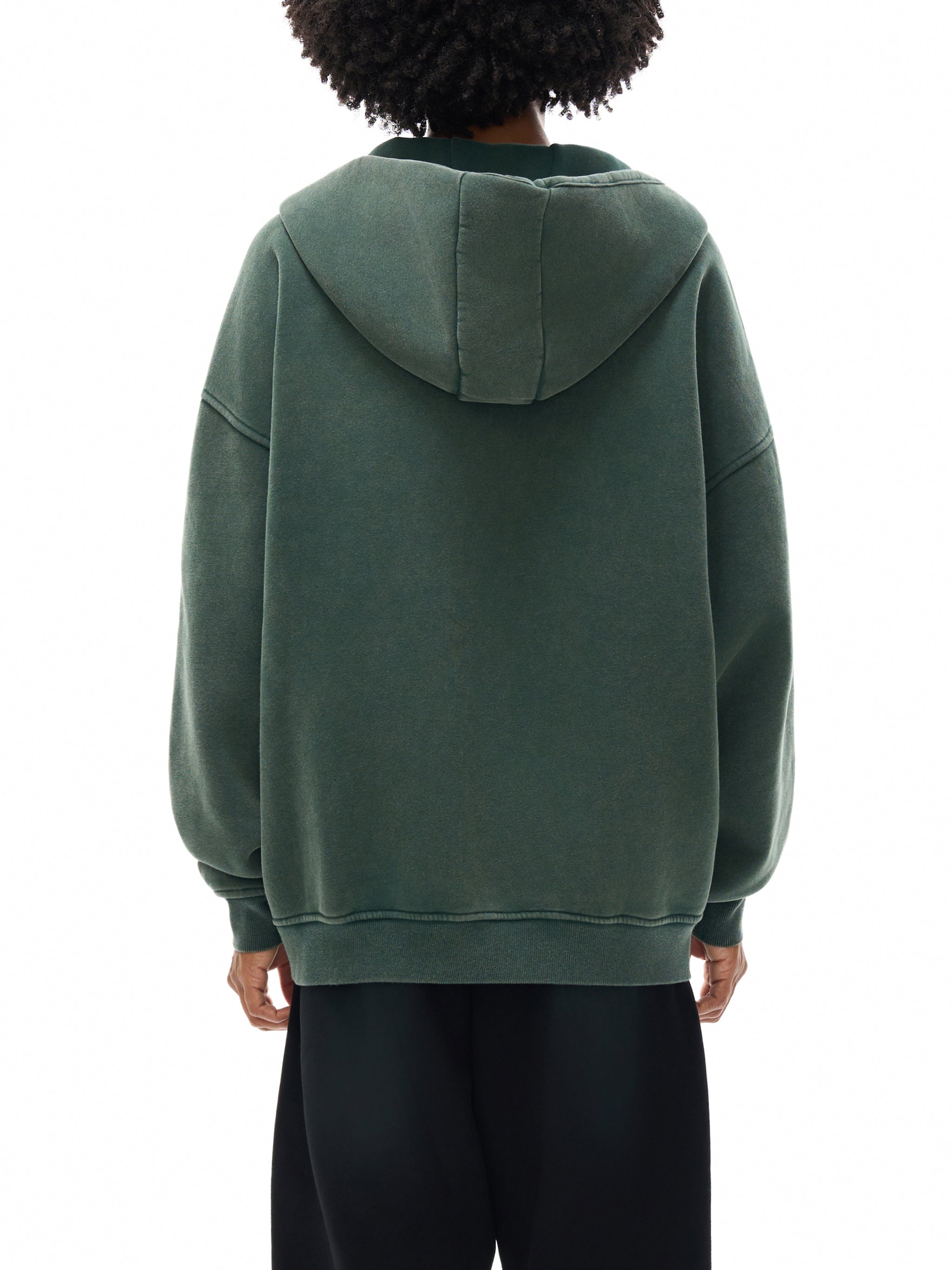 Snow Washed Zip-Through Fleece Hoodie