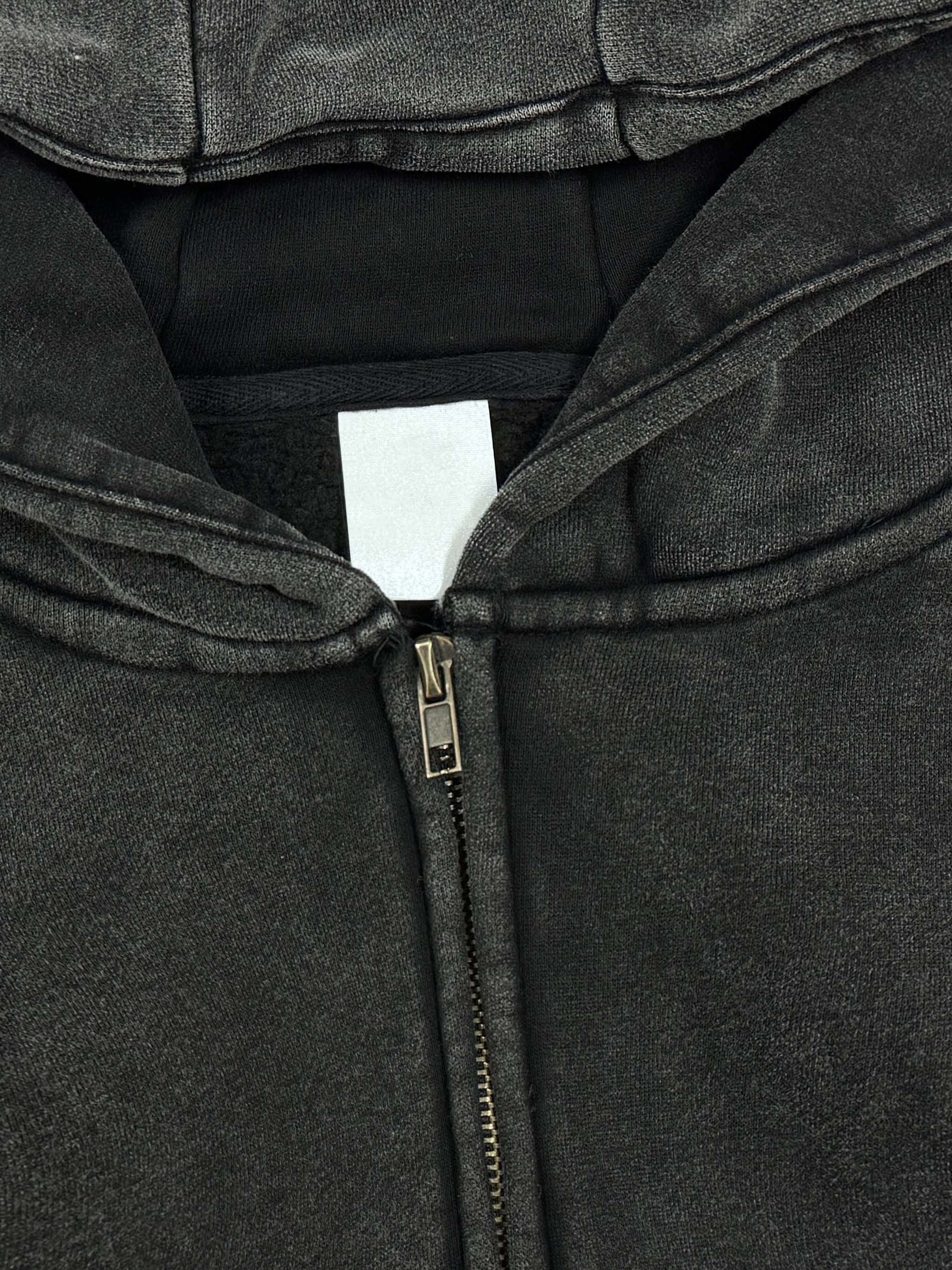 Snow Washed Zip-Through Fleece Hoodie