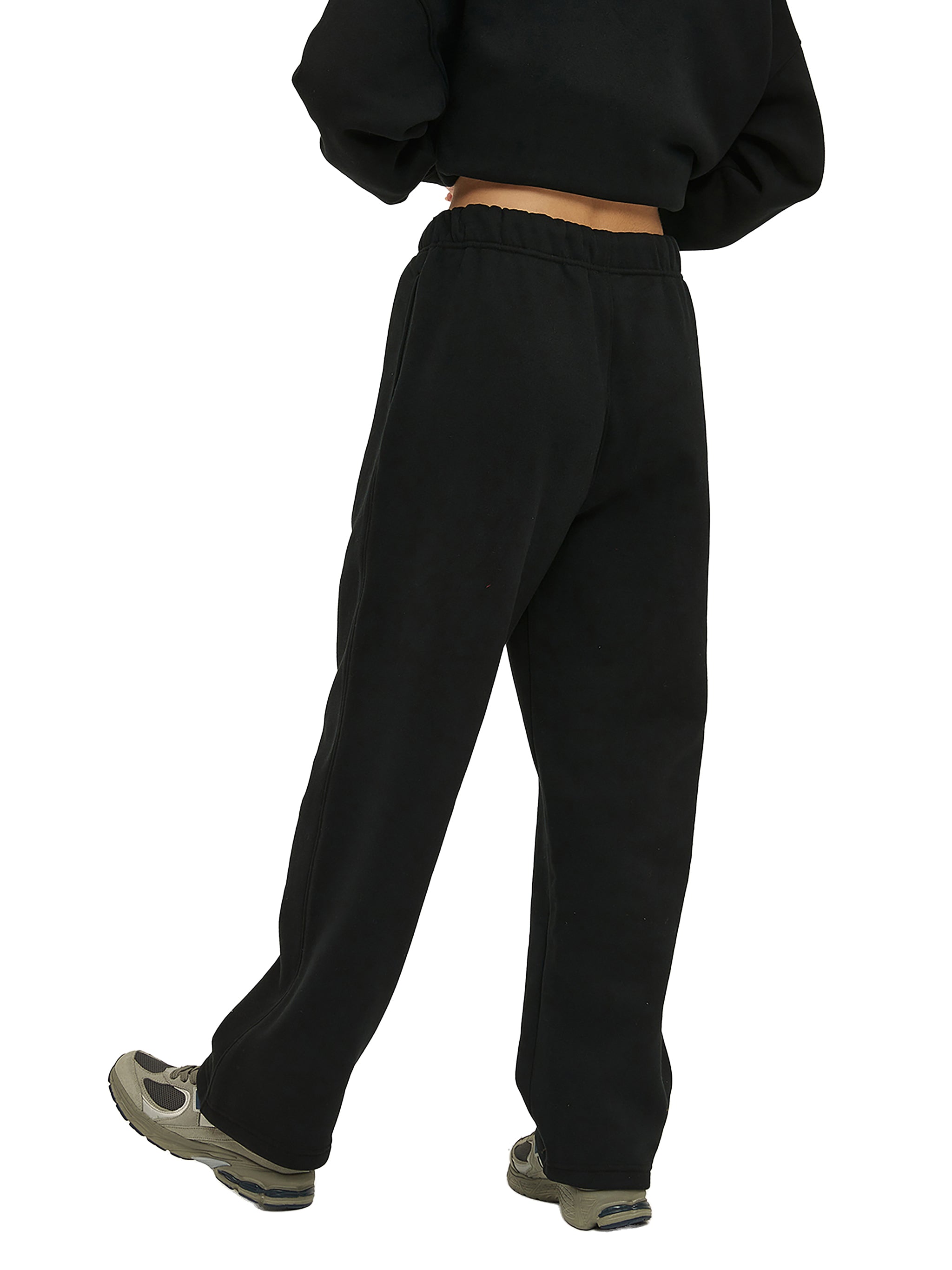 Streetwear Unisex Solid Color Fleece Straight Leg Pants