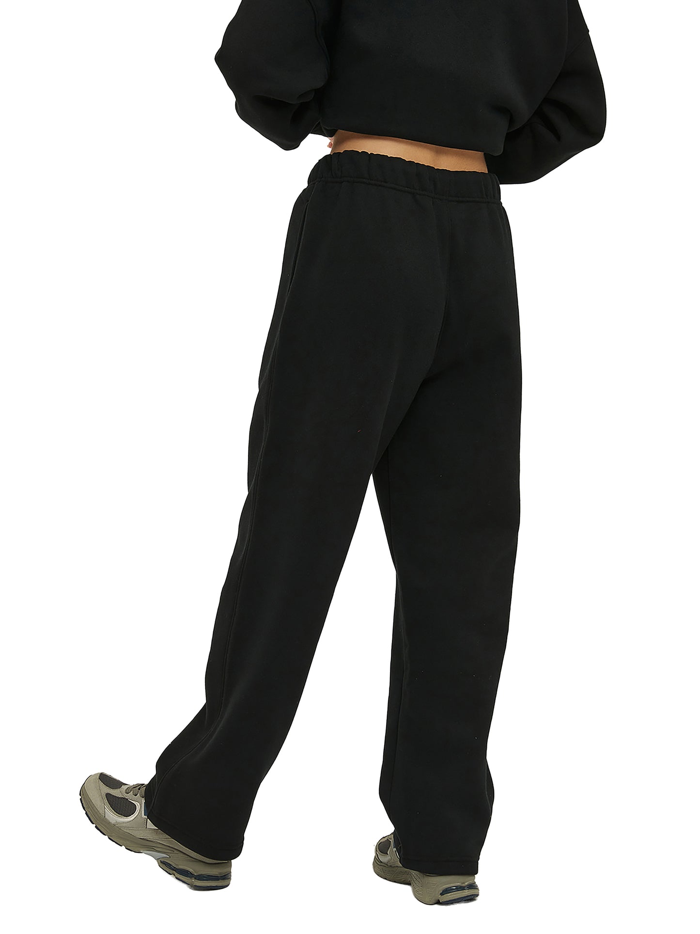 Streetwear Unisex Solid Color Fleece Straight Leg Pants