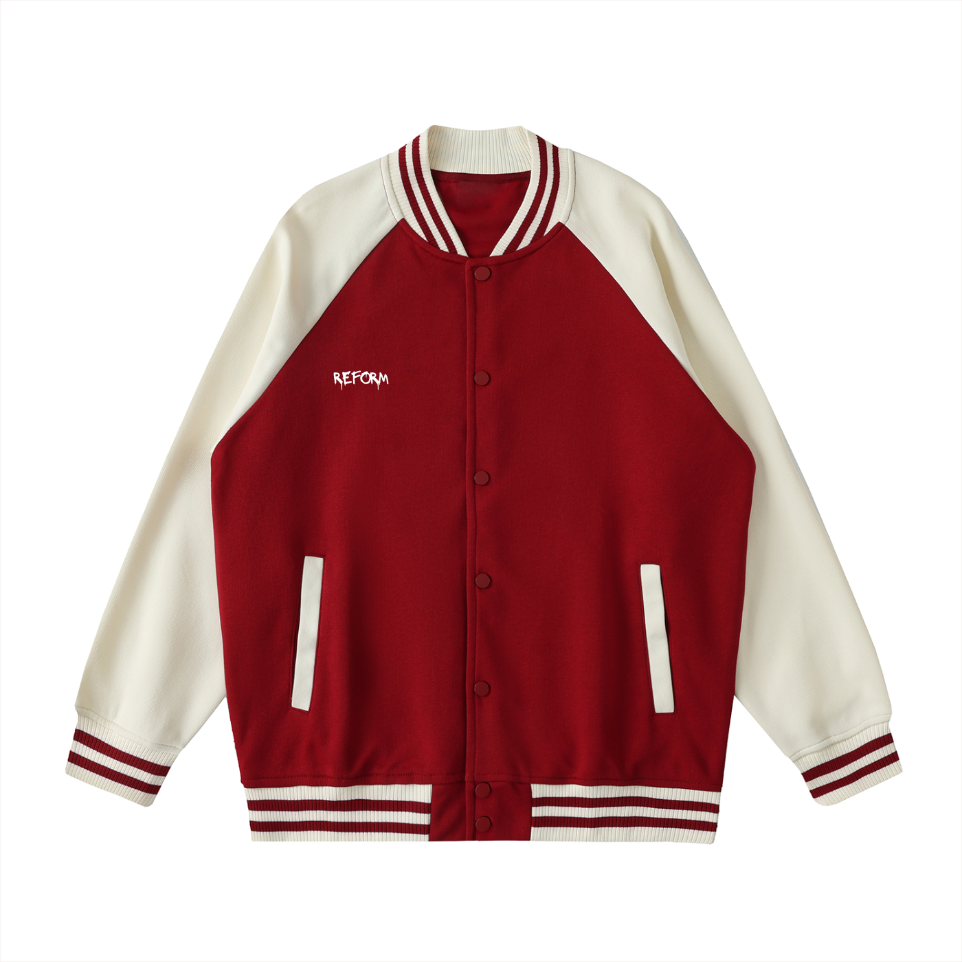 Two Tone Raglan Sleeve Varsity Jacket