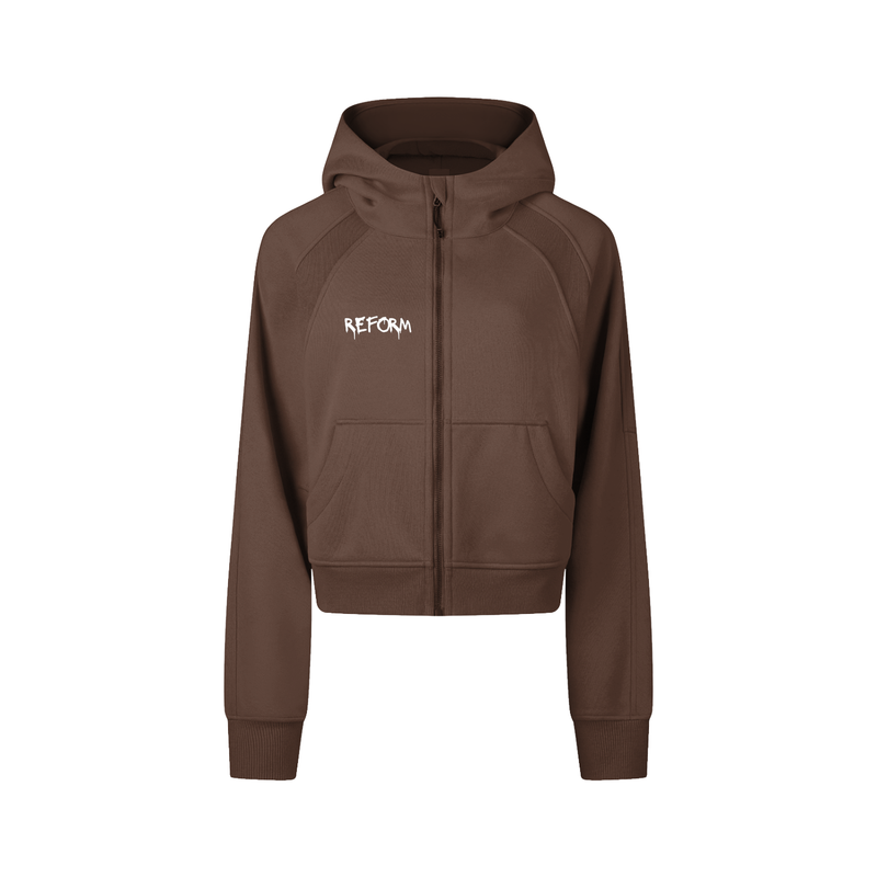 Cropped Zip-Through Hoodie
