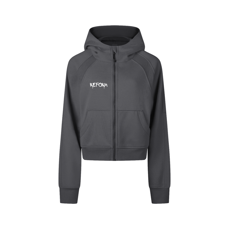 Cropped Zip-Through Hoodie