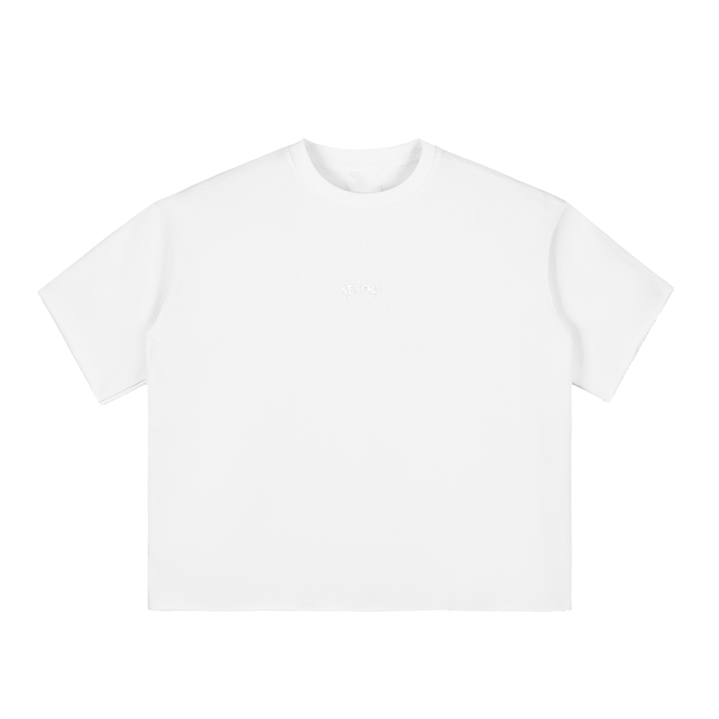 Boxy Half-Sleeve Raw-Edge T-Shirt