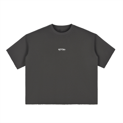 Boxy Half-Sleeve Raw-Edge T-Shirt