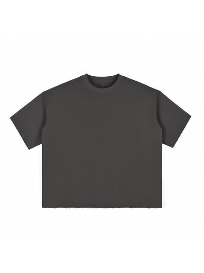 Boxy Half-Sleeve Raw-Edge T-Shirt
