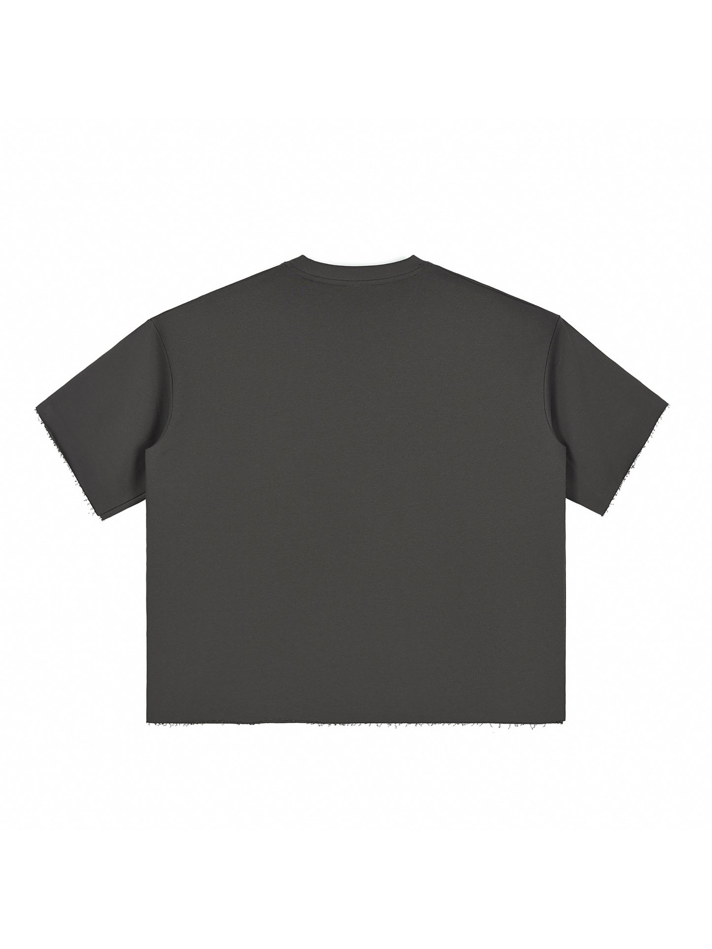Boxy Half-Sleeve Raw-Edge T-Shirt