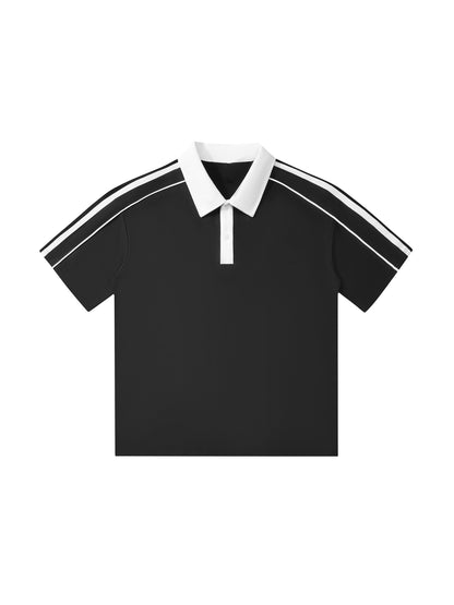 Contrast Collar Short-Sleeve Polo Shirt
