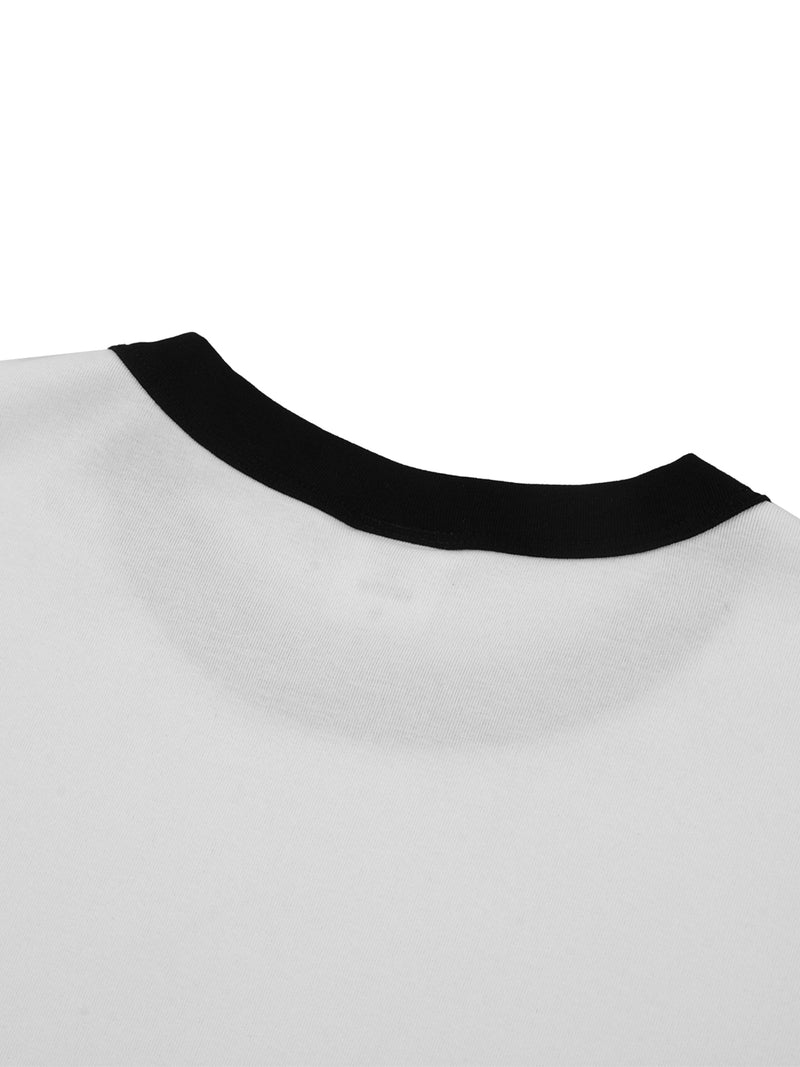 Contrast Edge Ribbed Crewneck T-Shirt