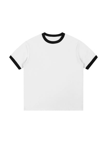 Contrast Edge Ribbed Crewneck T-Shirt
