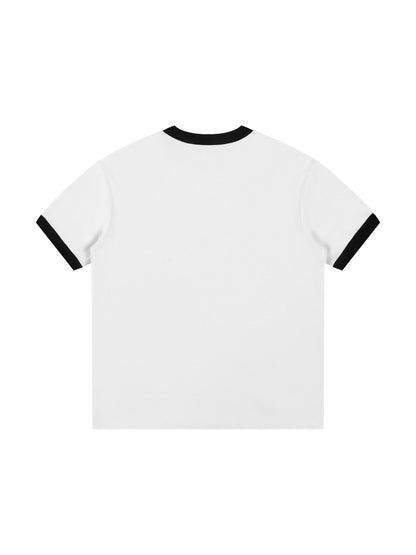 Contrast Edge Ribbed Crewneck T-Shirt