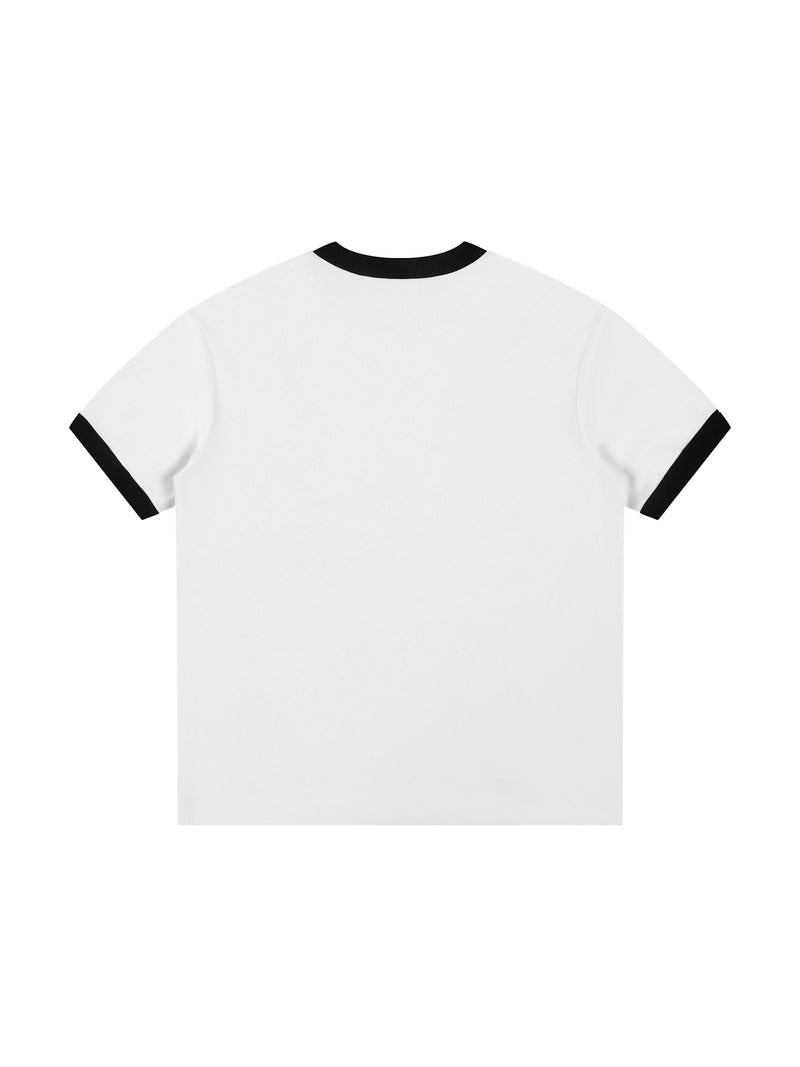 Contrast Edge Ribbed Crewneck T-Shirt