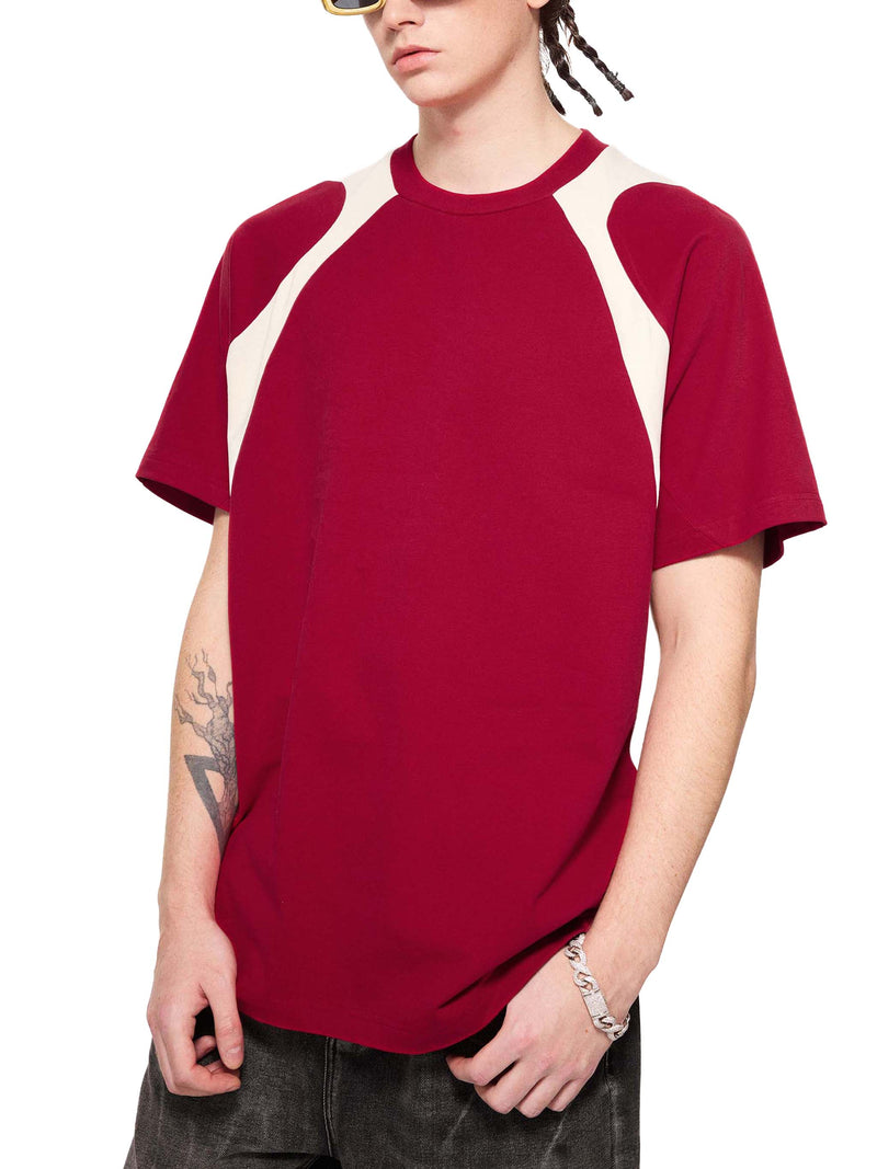 Contrast Panel Cotton T-Shirt