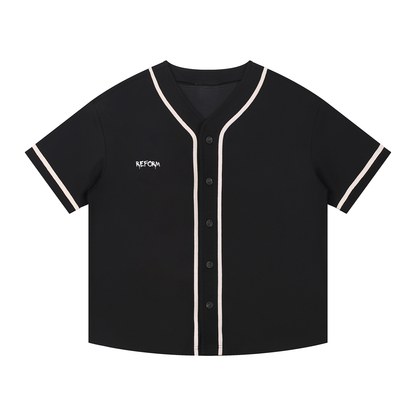 Contrast Piped Button-Up Jersey