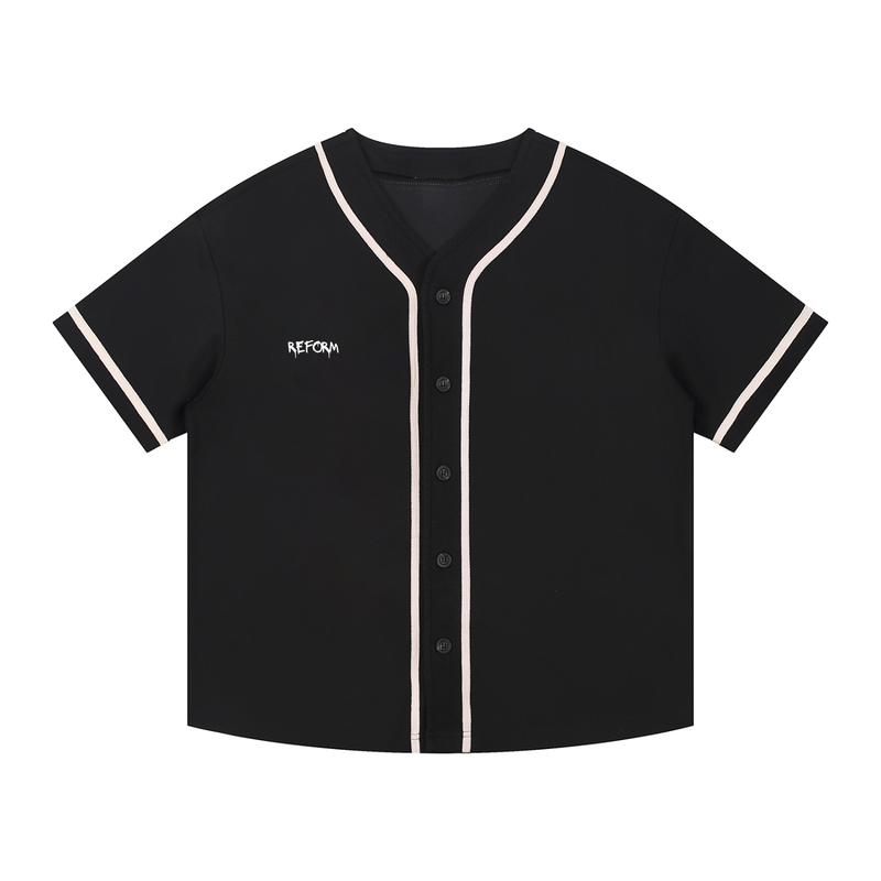 Contrast Piped Button-Up Jersey