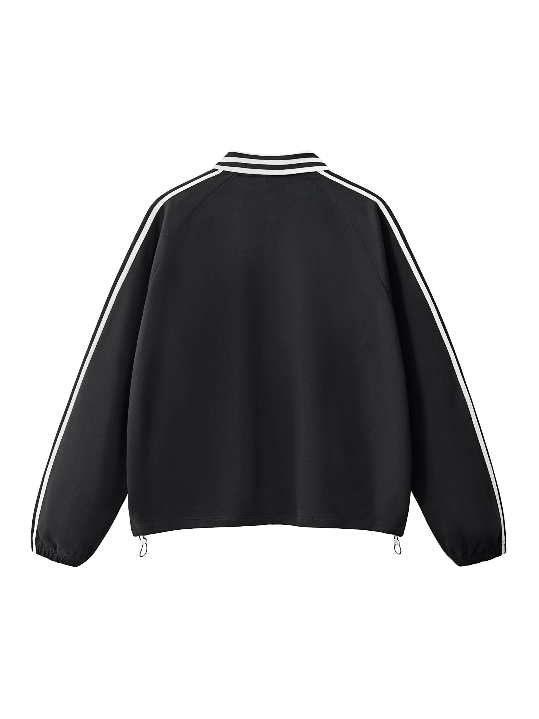 Contrast Striped Lapel Collar Sweatshirt