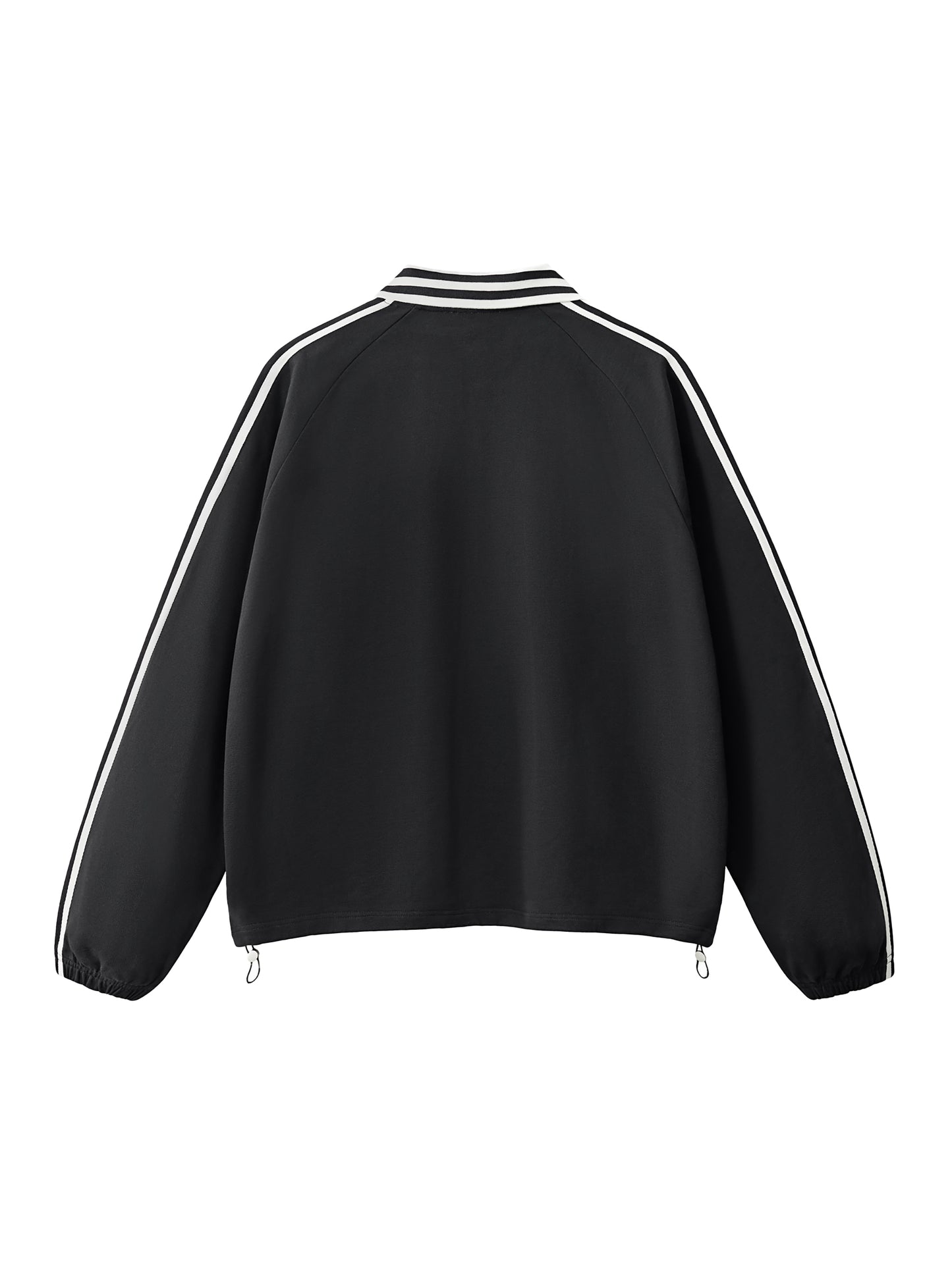 Contrast Striped Lapel Collar Sweatshirt