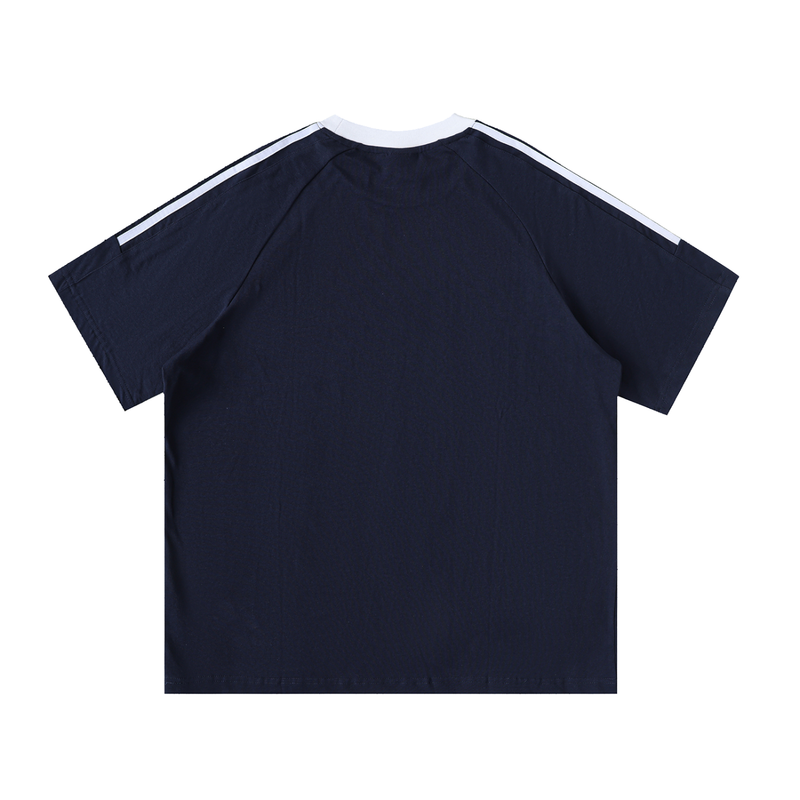 Contrast Tape Crewneck Cotton T-Shirt