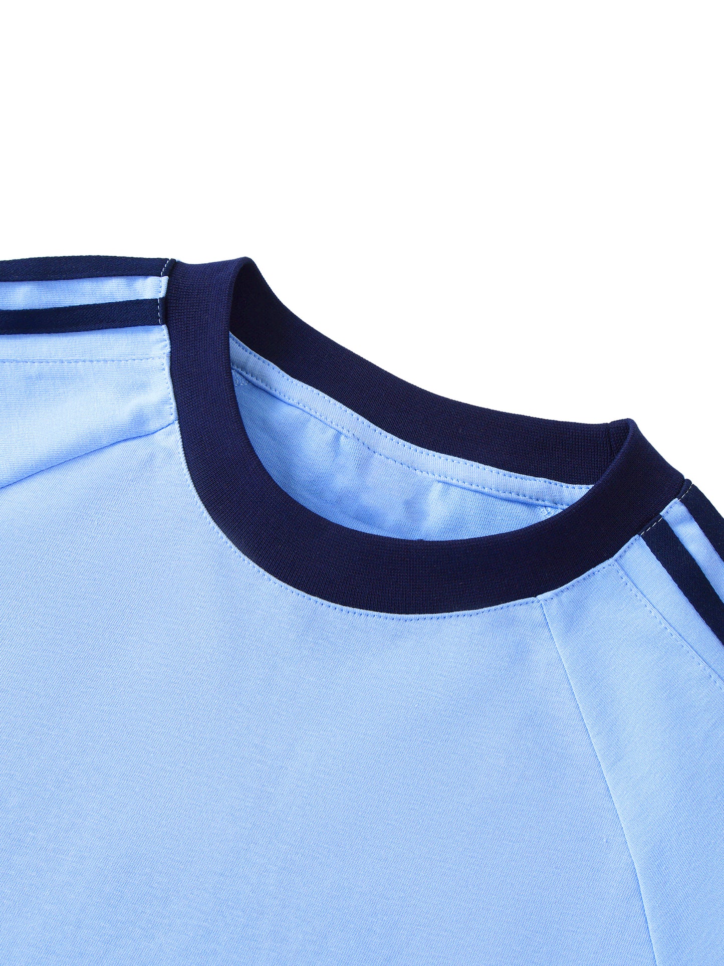 Contrast Tape Crewneck Cotton T-Shirt