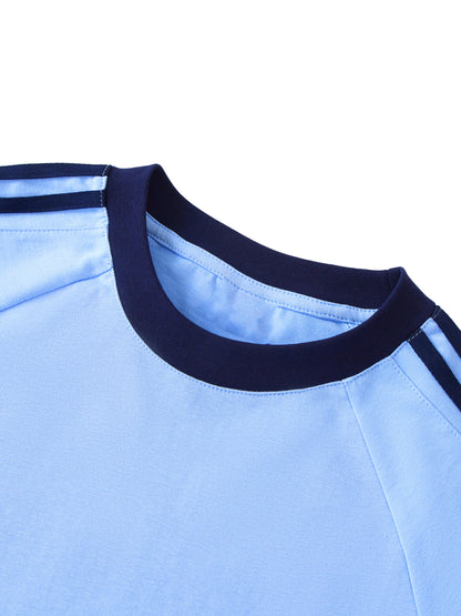 Contrast Tape Crewneck Cotton T-Shirt