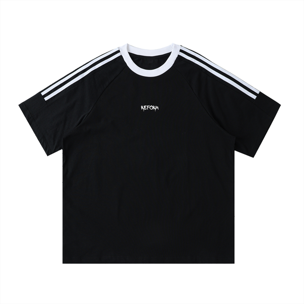 Contrast Tape Crewneck Cotton T-Shirt