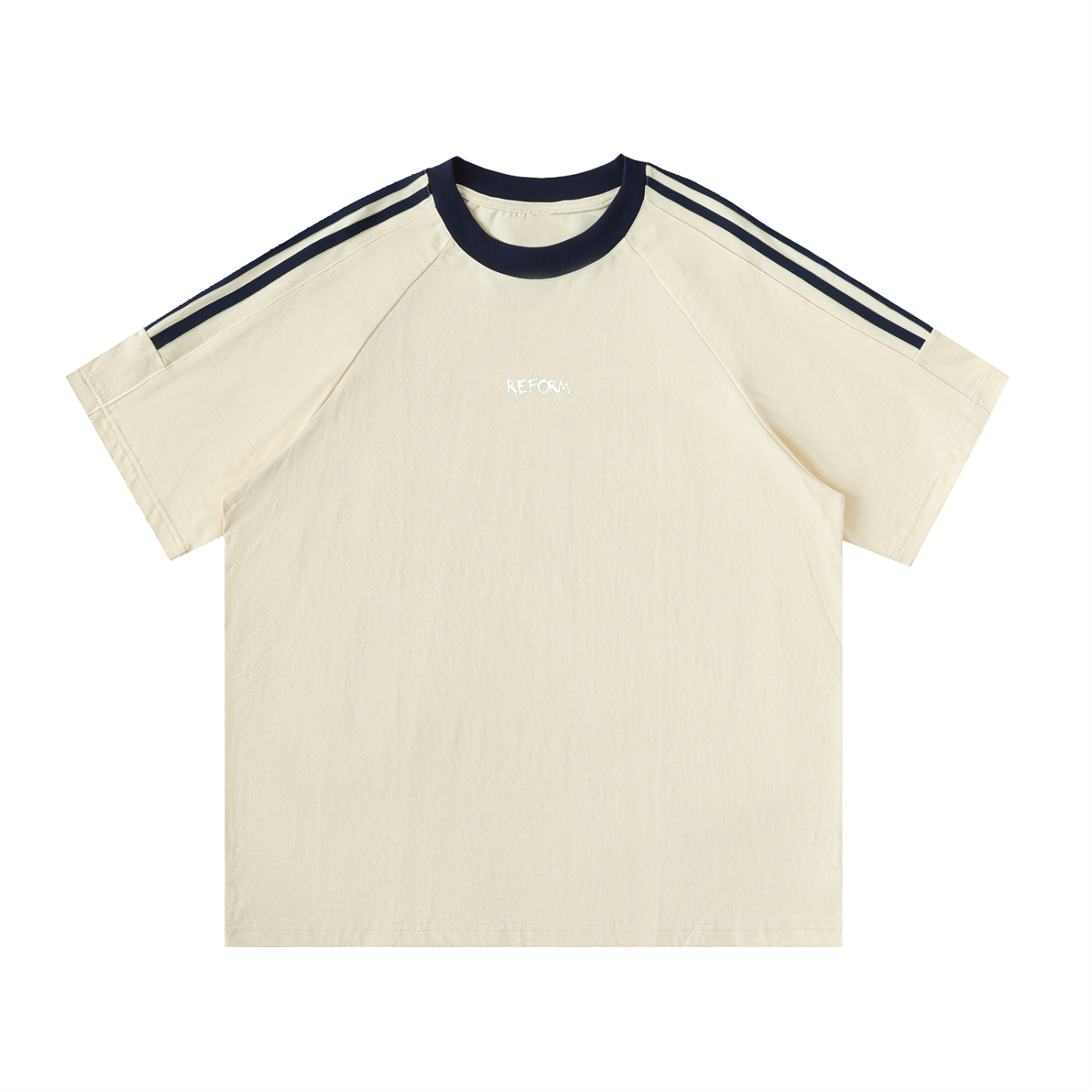 Contrast Tape Crewneck Cotton T-Shirt