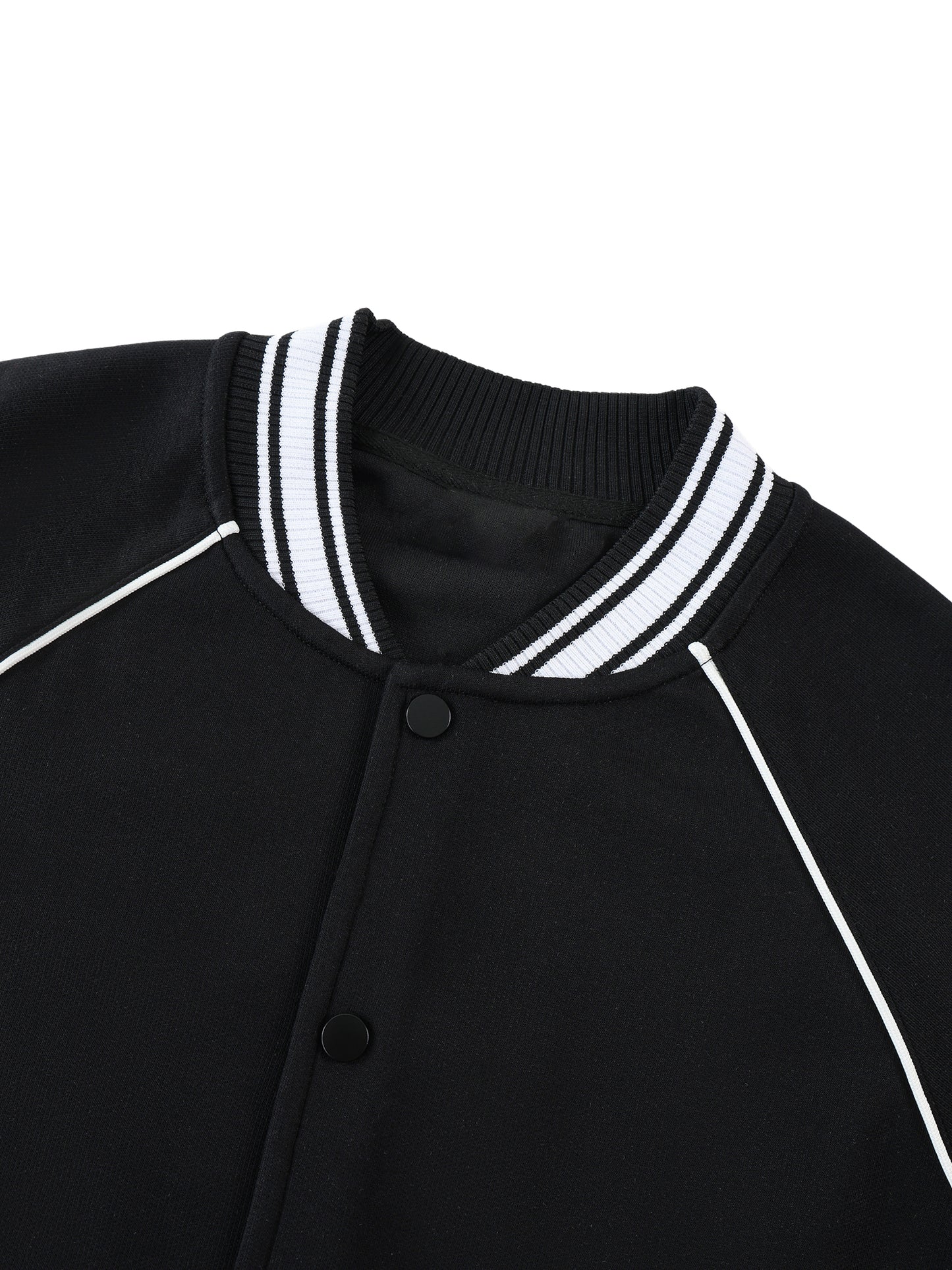 Contrast Trim Raglan Varsity Jacket
