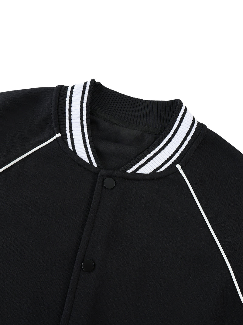 Contrast Trim Raglan Varsity Jacket