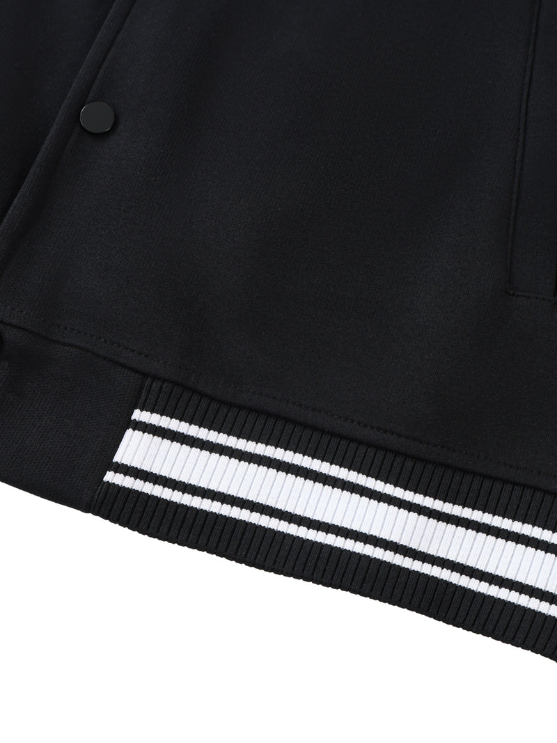 Contrast Trim Raglan Varsity Jacket