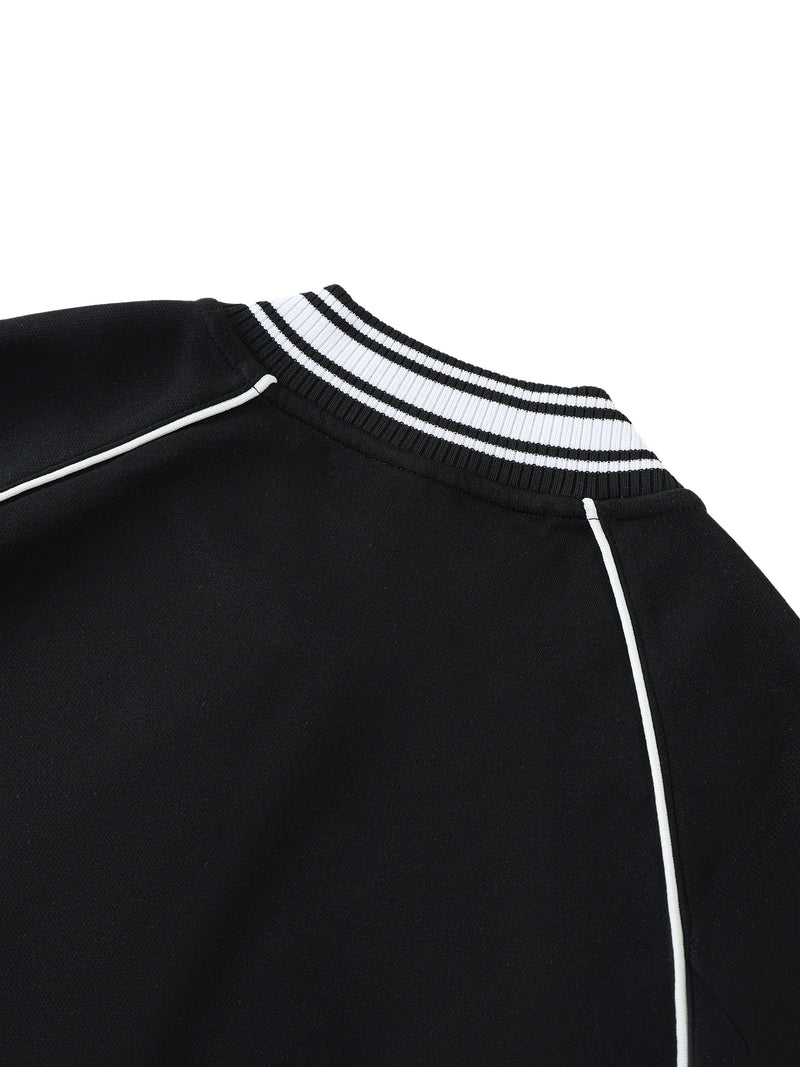 Contrast Trim Raglan Varsity Jacket