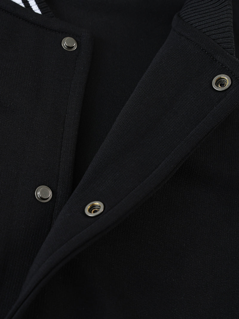 Contrast Trim Raglan Varsity Jacket