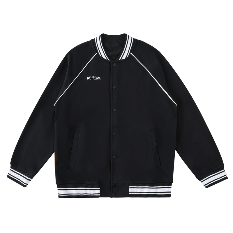 Contrast Trim Raglan Varsity Jacket
