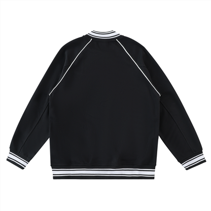 Contrast Trim Raglan Varsity Jacket