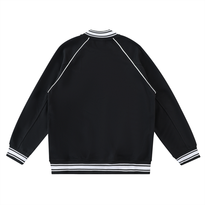 Contrast Trim Raglan Varsity Jacket