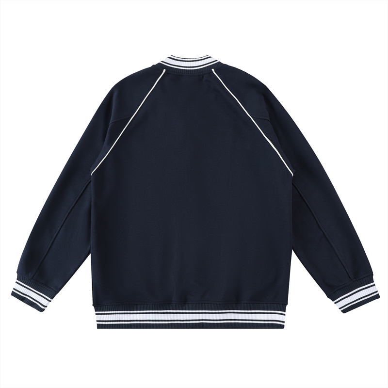 Contrast Trim Raglan Varsity Jacket