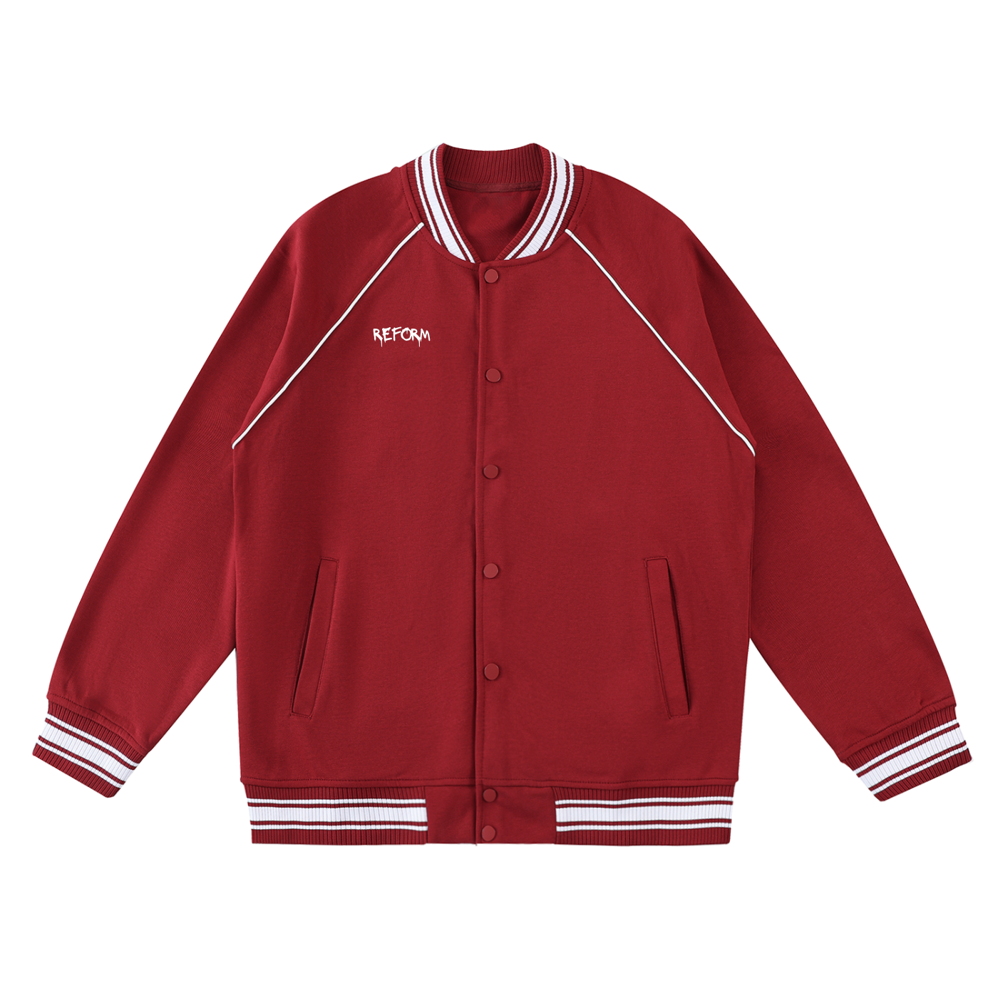 Contrast Trim Raglan Varsity Jacket