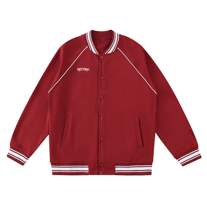 Contrast Trim Raglan Varsity Jacket