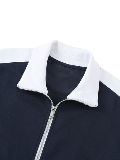 Contrast Trim Stand Collar Jacket