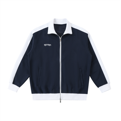 Contrast Trim Stand Collar Jacket