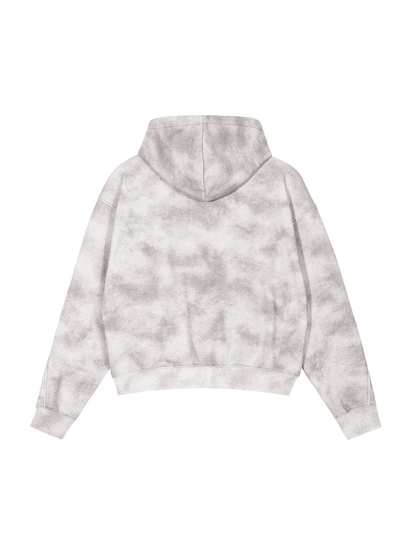 Dirty Washed Boxy Zip-up Fleece Hoodie