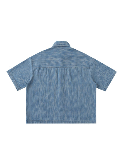 Distressed Wash Short-Sleeve Shirt