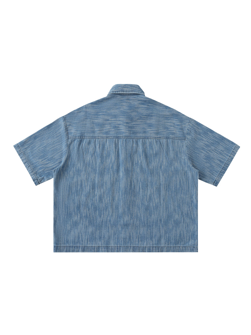 Distressed Wash Short-Sleeve Shirt