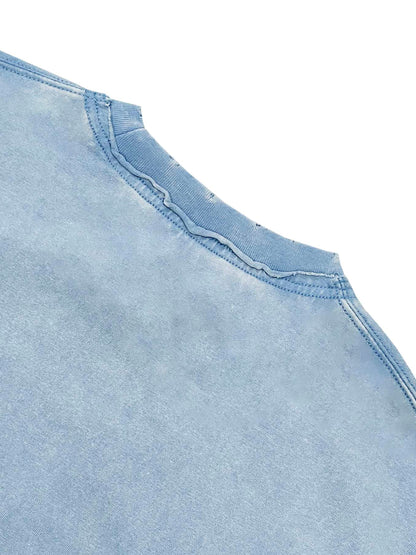 Double Neckline Scattered T-Shirt - 250 GSM