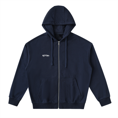 Drop-Shoulder Zip Up Hoodie