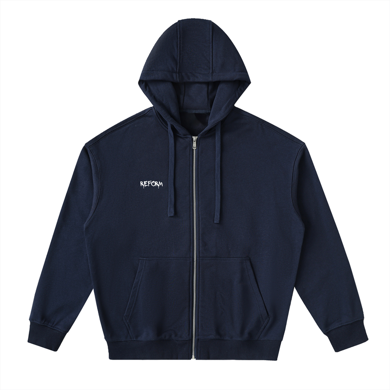 Drop-Shoulder Zip Up Hoodie